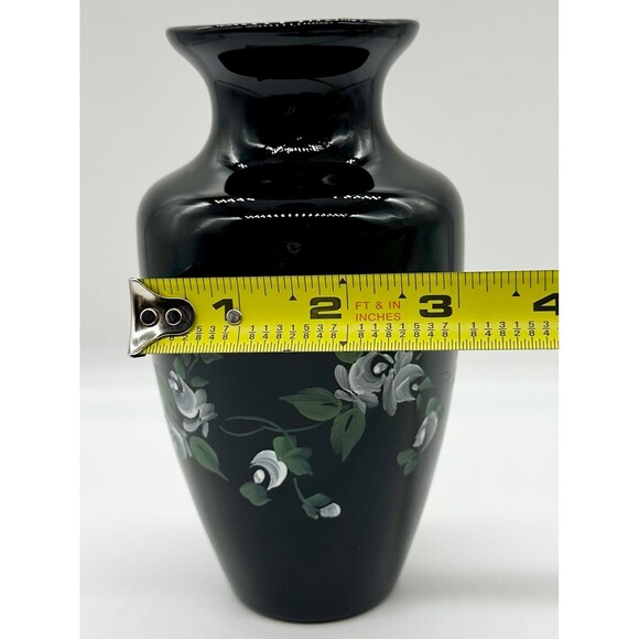 White Rose Vase by PILGRIM GLASS Black Glass - Picture 7 of 8